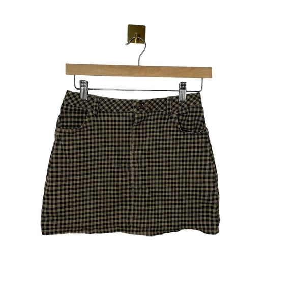 Kendall & Kylie Women’s Gingham Checkered Mini Skirt in Brown/Black Size M - Picture 7 of 13